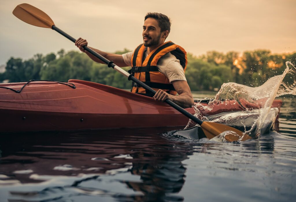 Man and kayak